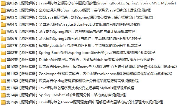 15套JAVA框架源码深度剖析视频spring5,mybatis,springboot,jdk教程插图(1)