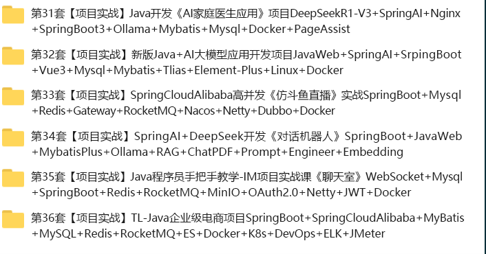 36套JAVA+AI企业级大型项目实战前后端分离/微服务/云原生/分布式/高并发/高可用/中台策略项目架构视频教程插图(2)